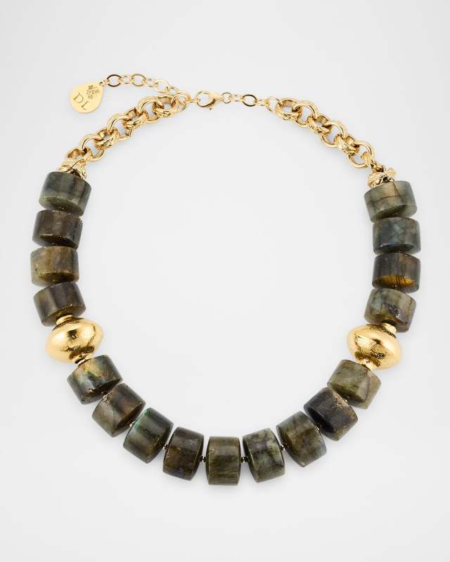 Labradorite and Gold Accent Beaded Choker Necklace